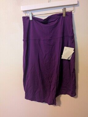 Athleta Seaside Fold Over Waist Purple Midi Mock Wrap Skirt NEW Size Small